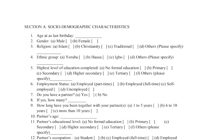 design a professional academic questionnaire